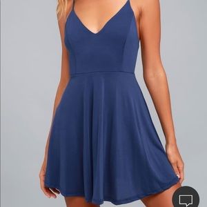 Lulu’s “ ShoreThing” Navy Blue Skater Dress